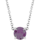 14K Gold Round Lab-Grown Alexandrite Solitaire Slide Necklace or Pendant
