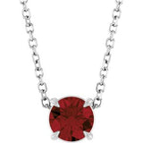 Platinum Round Natural Mozambique Garnet Solitaire Slide Necklace or Pendant
