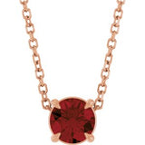 14K Gold Round Natural Mozambique Garnet Solitaire Slide Necklace or Pendant