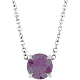14K Gold Round Lab-Grown Alexandrite Solitaire Slide Necklace or Pendant