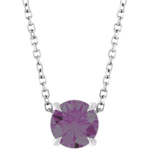 14K Gold Round Lab-Grown Alexandrite Solitaire Slide Necklace or Pendant