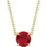 14K Gold Round Lab-Grown Ruby Solitaire Slide Necklace or Pendant