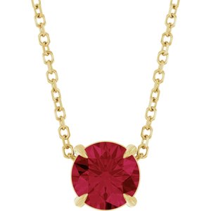 14K Gold Round Lab-Grown Ruby Solitaire Slide Necklace or Pendant