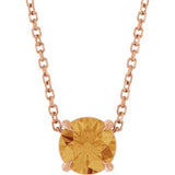 14K Gold Round Natural Citrine Solitaire Slide Necklace or Pendant