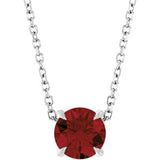 Platinum Round Natural Mozambique Garnet Solitaire Slide Necklace or Pendant