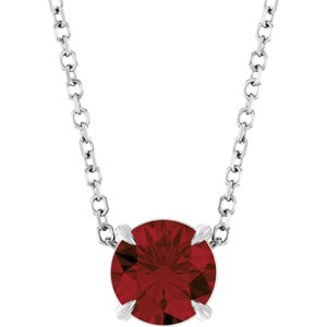 Platinum Round Natural Mozambique Garnet Solitaire Slide Necklace or Pendant