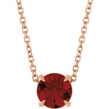 14K Gold Round Natural Mozambique Garnet Solitaire Slide Necklace or Pendant