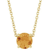 14K Gold Round Natural Citrine Solitaire Slide Necklace or Pendant