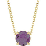 14K Gold Round Lab-Grown Alexandrite Solitaire Slide Necklace or Pendant