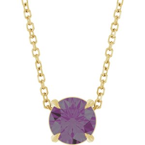 14K Gold Round Lab-Grown Alexandrite Solitaire Slide Necklace or Pendant
