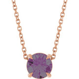 14K Gold Round Lab-Grown Alexandrite Solitaire Slide Necklace or Pendant