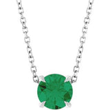 Platinum Round Lab-Grown Emerald Solitaire Slide Necklace or Pendant
