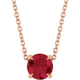 14K Gold Round Lab-Grown Ruby Solitaire Slide Necklace or Pendant