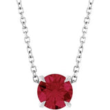 Platinum Round Lab-Grown Ruby Solitaire Slide Necklace or Pendant