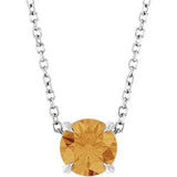 Platinum Round Natural Citrine Solitaire Slide Necklace or Pendant