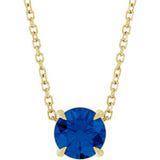 14K Gold Round Lab-Grown Blue Sapphire Solitaire Slide Necklace or Pendant