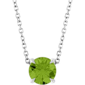 Platinum Round Natural Peridot Solitaire Slide Necklace or Pendant
