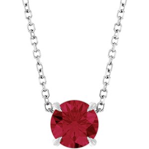14K Gold Round Lab-Grown Ruby Solitaire Slide Necklace or Pendant