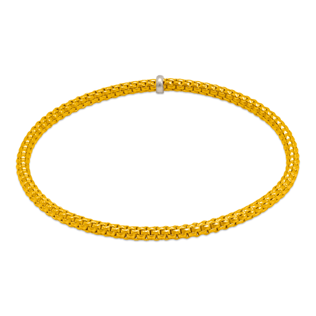 14K Gold Yellow or White 3mm Stretch Bangle Bracelet | Italian Fashions