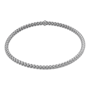 14K Gold White 3mm Stretch Bangle Bracelet | Italian Fashions