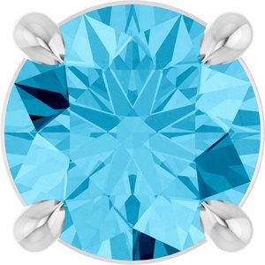 Platinum Round Natural Aquamarine Solitaire Slide Necklace or Pendant