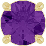 14K Gold Round Natural Amethyst Solitaire Slide Necklace or Pendant