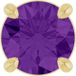 14K Gold Round Natural Amethyst Solitaire Slide Necklace or Pendant