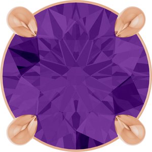 14K Gold Round Natural Amethyst Solitaire Slide Necklace or Pendant