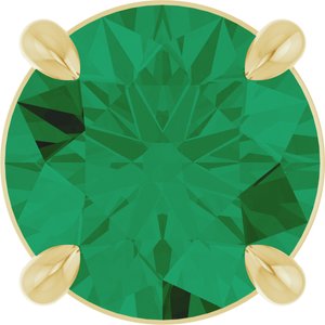 14K Gold Round Lab-Grown Emerald Solitaire Slide Necklace or Pendant