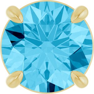 14K Gold Round Natural Aquamarine Solitaire Slide Necklace or Pendant