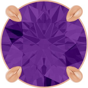 14K Gold Round Natural Amethyst Solitaire Slide Necklace or Pendant