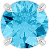 Platinum Round Natural Aquamarine Solitaire Slide Necklace or Pendant