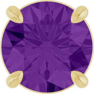14K Gold Round Natural Amethyst Solitaire Slide Necklace or Pendant