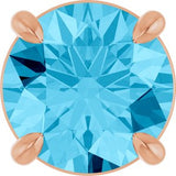 14K Gold Round Natural Aquamarine Solitaire Slide Necklace or Pendant