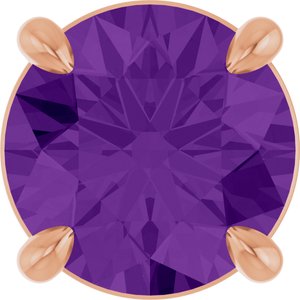 14K Gold Round Natural Amethyst Solitaire Slide Necklace or Pendant