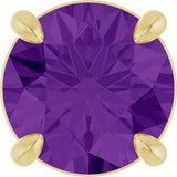 14K Gold Round Natural Amethyst Solitaire Slide Necklace or Pendant