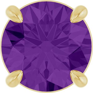 14K Gold Round Natural Amethyst Solitaire Slide Necklace or Pendant