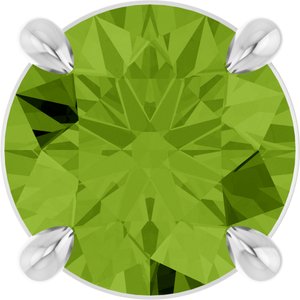 Platinum Round Natural Peridot Solitaire Slide Necklace or Pendant