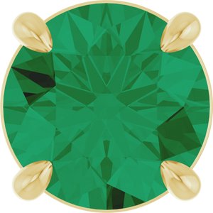 14K Gold Round Lab-Grown Emerald Solitaire Slide Necklace or Pendant