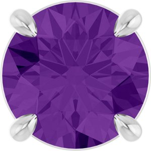 Platinum Round Natural Amethyst Solitaire Slide Necklace or Pendant