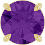 14K Gold Round Natural Amethyst Solitaire Slide Necklace or Pendant