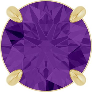 14K Gold Round Natural Amethyst Solitaire Slide Necklace or Pendant