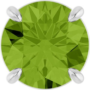 Platinum Round Natural Peridot Solitaire Slide Necklace or Pendant