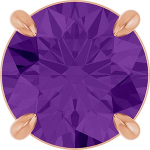 14K Gold Round Natural Amethyst Solitaire Slide Necklace or Pendant