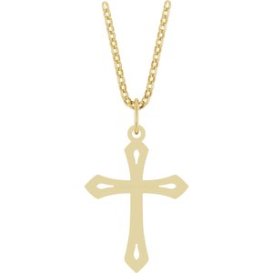 14K Gold Cross Necklace or Pendant – 25.1x15mm