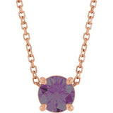 14K Gold Round Lab-Grown Alexandrite Solitaire Slide Necklace or Pendant