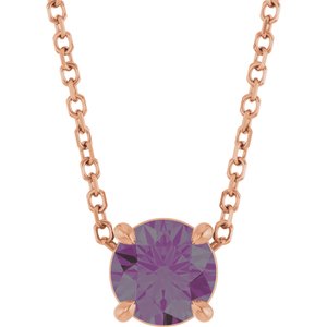 14K Gold Round Lab-Grown Alexandrite Solitaire Slide Necklace or Pendant