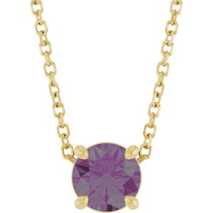 14K Gold Round Lab-Grown Alexandrite Solitaire Slide Necklace or Pendant
