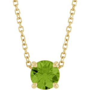 14K Gold Round Natural Peridot Solitaire Slide Necklace or Pendant