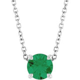 14K Gold Round Lab-Grown Emerald Solitaire Slide Necklace or Pendant